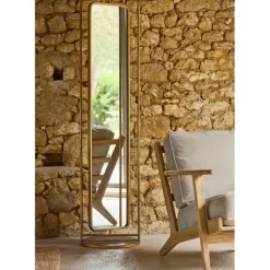 Miroir en fer et panneau de bois h169cm - Aziru