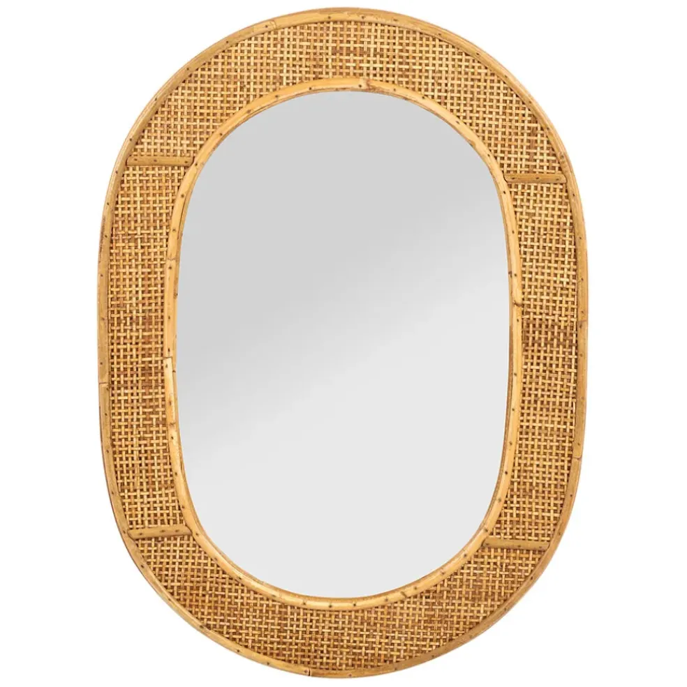 Miroir ovale en rotin naturel - Tamba