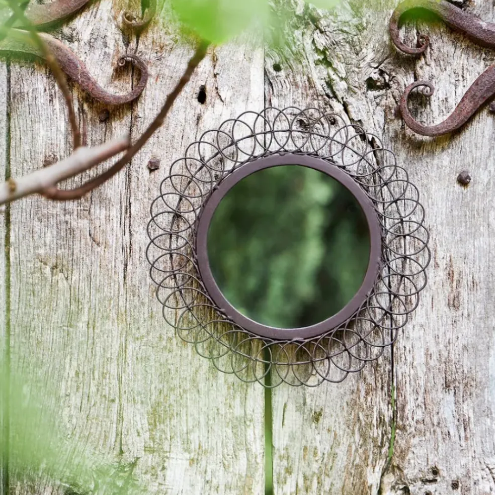 Miroir rond en fer noir D31cm - Lore