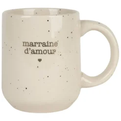 Mug marraine en grès blanc moucheté 35cl
