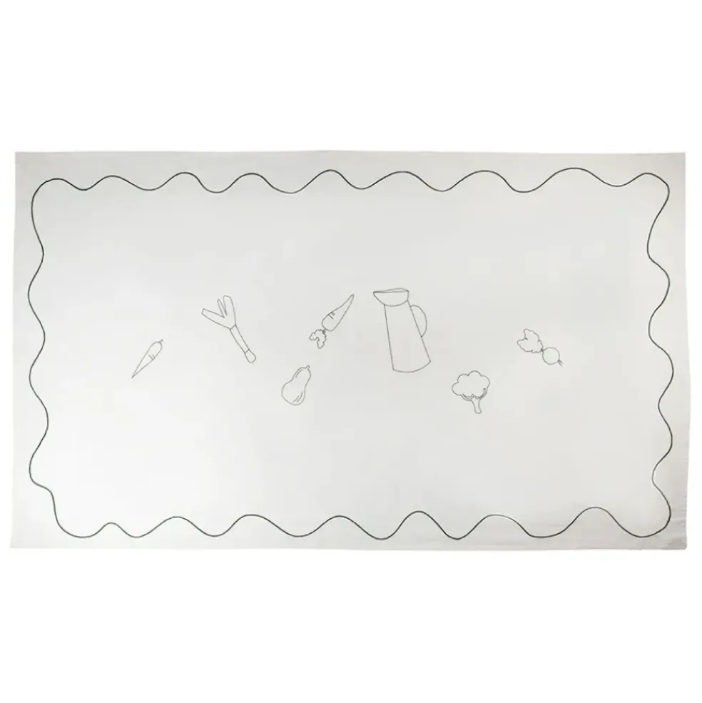 Nappe en coton écru 250x145cm - P'tit légumes