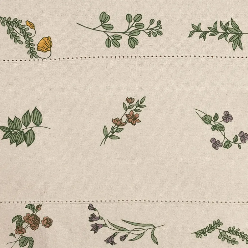Nappe en coton naturel et vert 230x160cm - Juline
