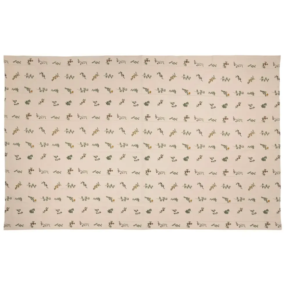 Nappe en coton naturel et vert 230x160cm - Juline