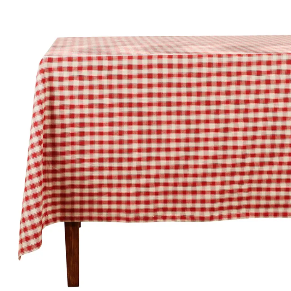 Nappe rectangulaire campagne rouge en coton