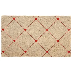 Paillasson en coco naturel et rouge 73x43cm - P'tit Cœur