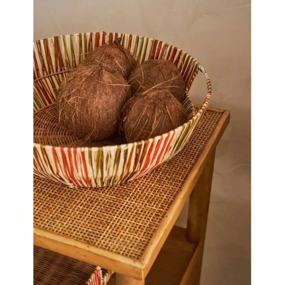 Panier en raphia et rotin multicolore d37cm - Seguia