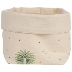 Panière à pain en coton écru et vert d15cm - Paya