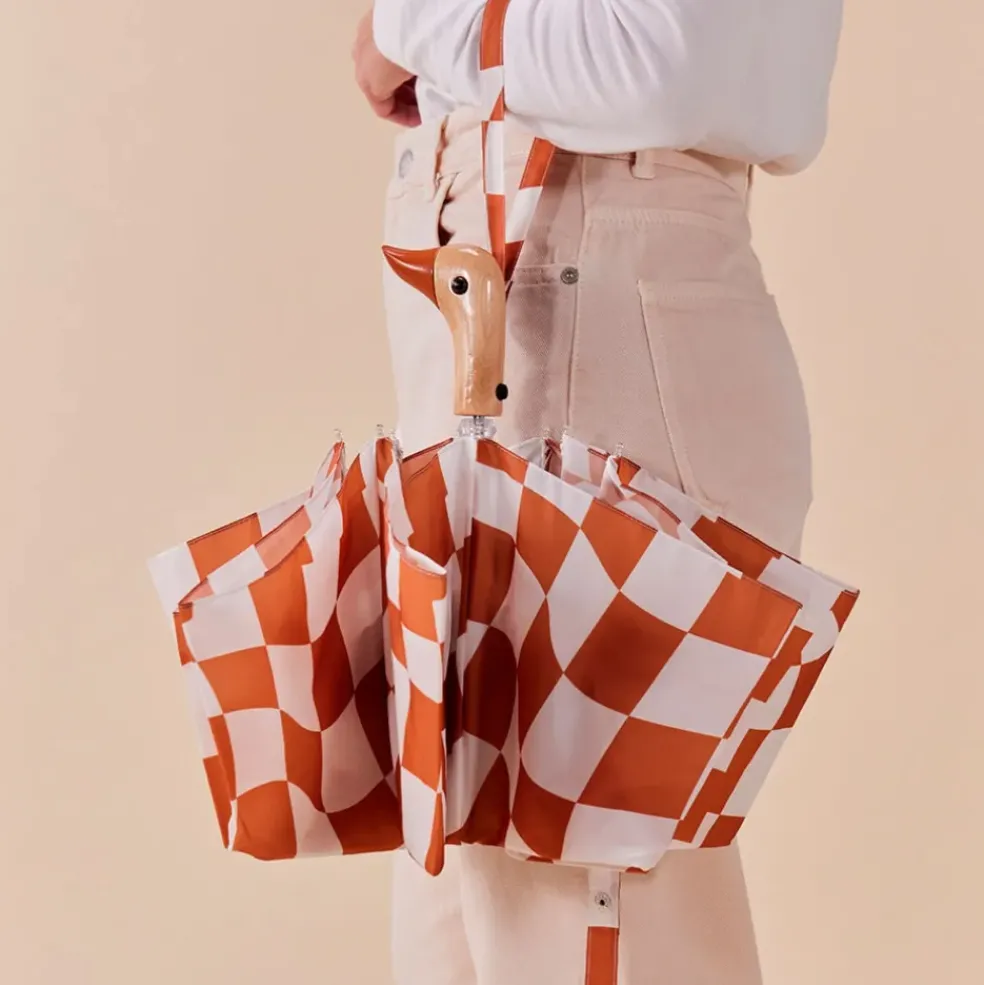 Parapluie compact manche tête de canard peanut butter checkers