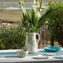 Pichet en faïence bleu et beige 5l - Bord De Mer
