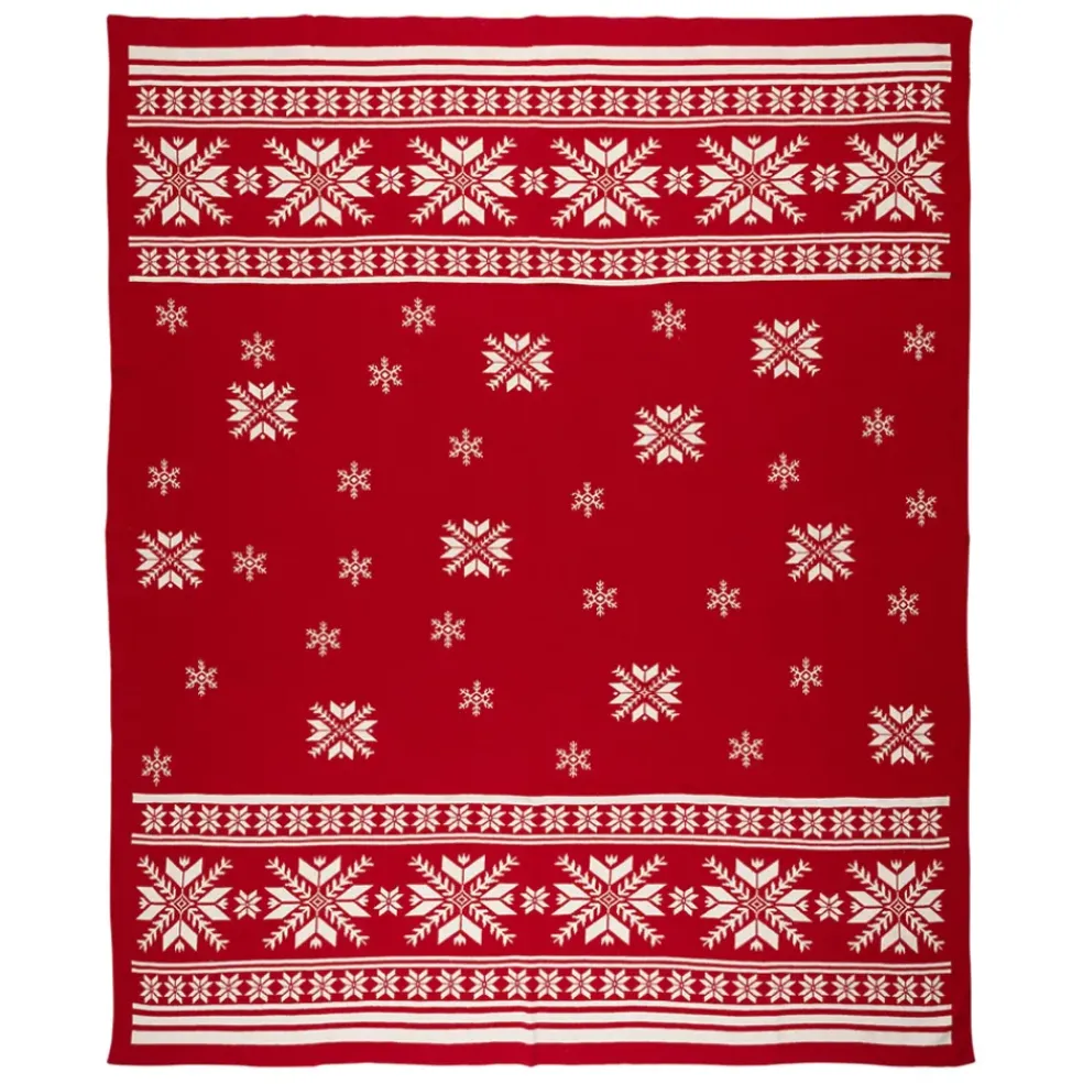 Plaid en coton rouge 150x125cm - Noel