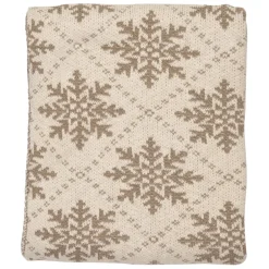 Plaid flocon en coton grège 150x125cm - Noel