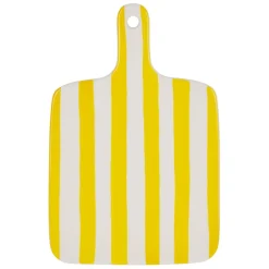 Planche à découper en porcelaine rayée jaune et blanc 28x18cm - Artist
