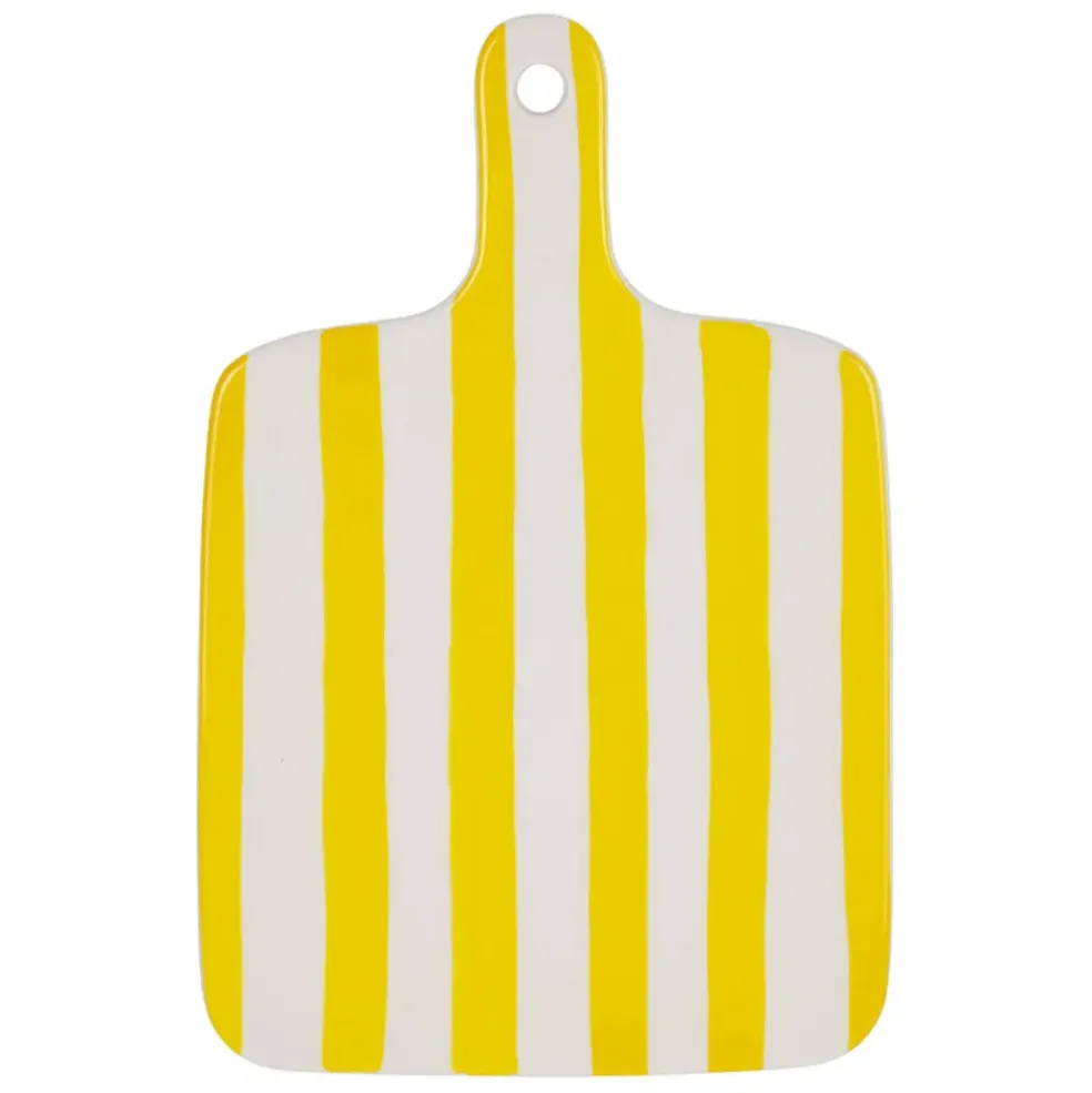 Planche à découper en porcelaine rayée jaune et blanc 28x18cm - Artist