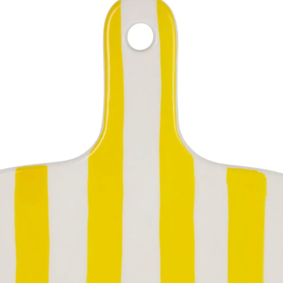 Planche à découper en porcelaine rayée jaune et blanc 28x18cm - Artist