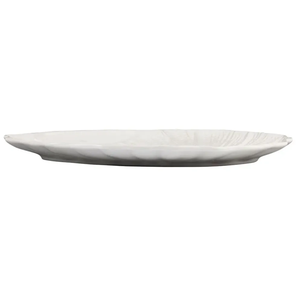 Plat coquillage blanc 53x34.5cm en faience - poisson