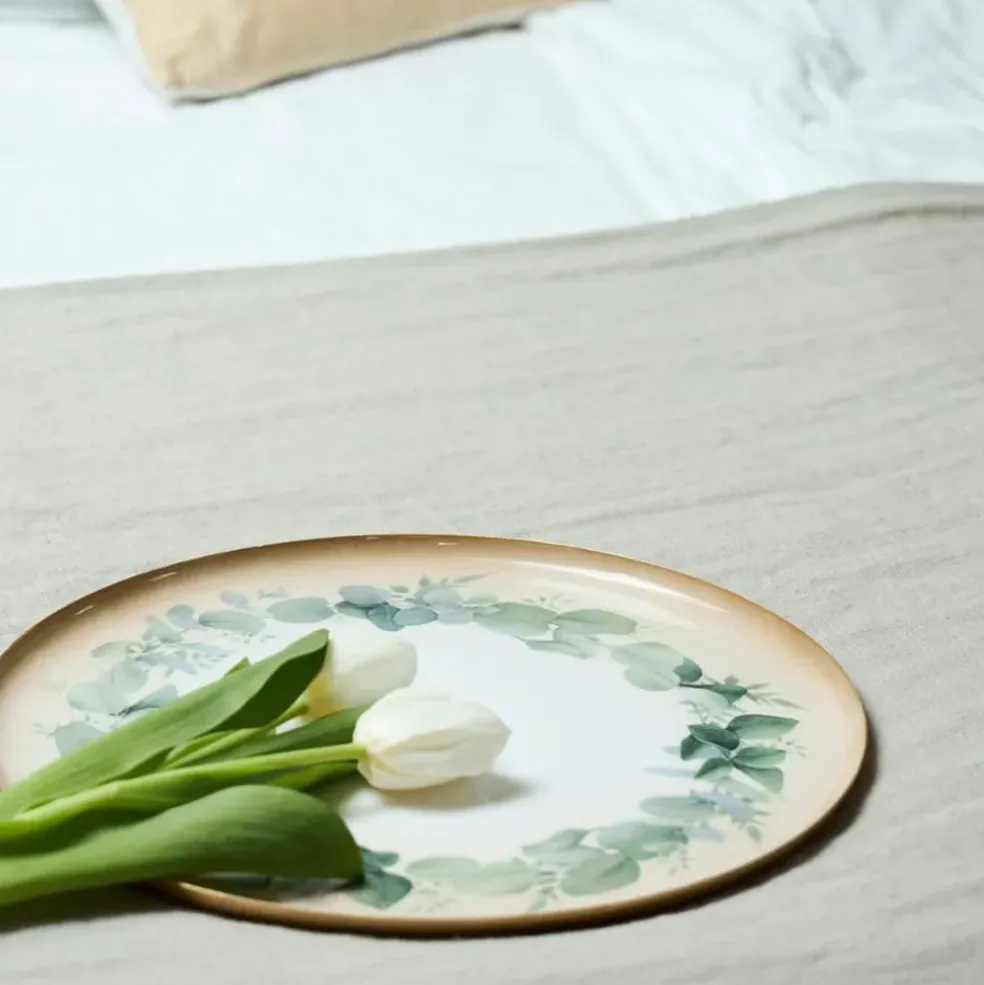 Plateau en fer rond eucalyptus d35cm