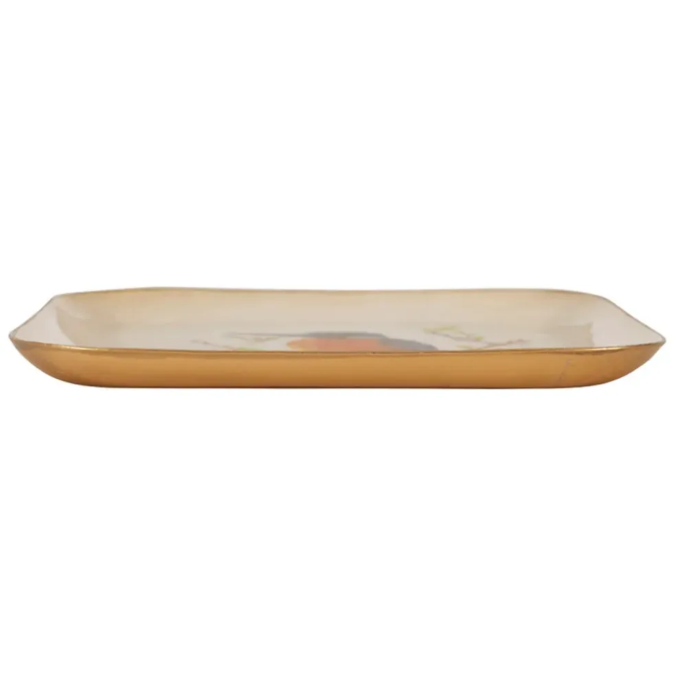 Plateau martin pécheur en fer 16x16cm
