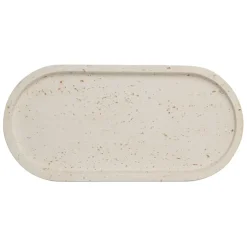 Plateau ovale en ciment écru moucheté 25x12cm - Organic