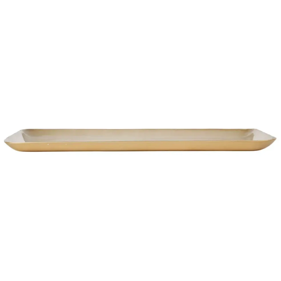 Plateau rectangulaire en fer taupe et doré - borddemer
