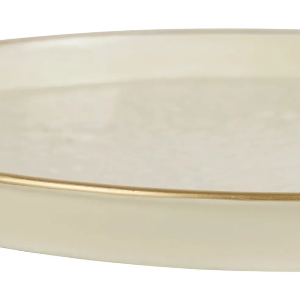 Plateau rond en fer écru et doré d36cm - Baroque