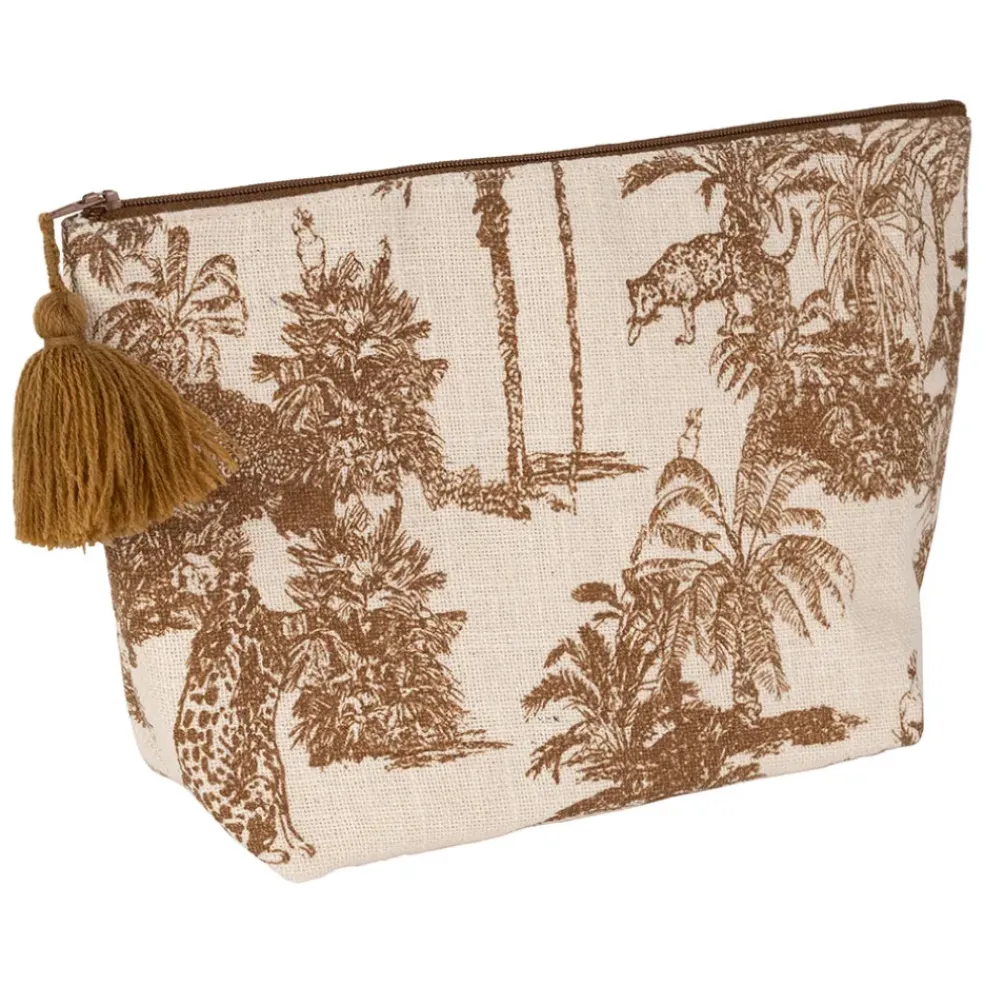 Pochette en coton écru et palmiers camel - Mocoa