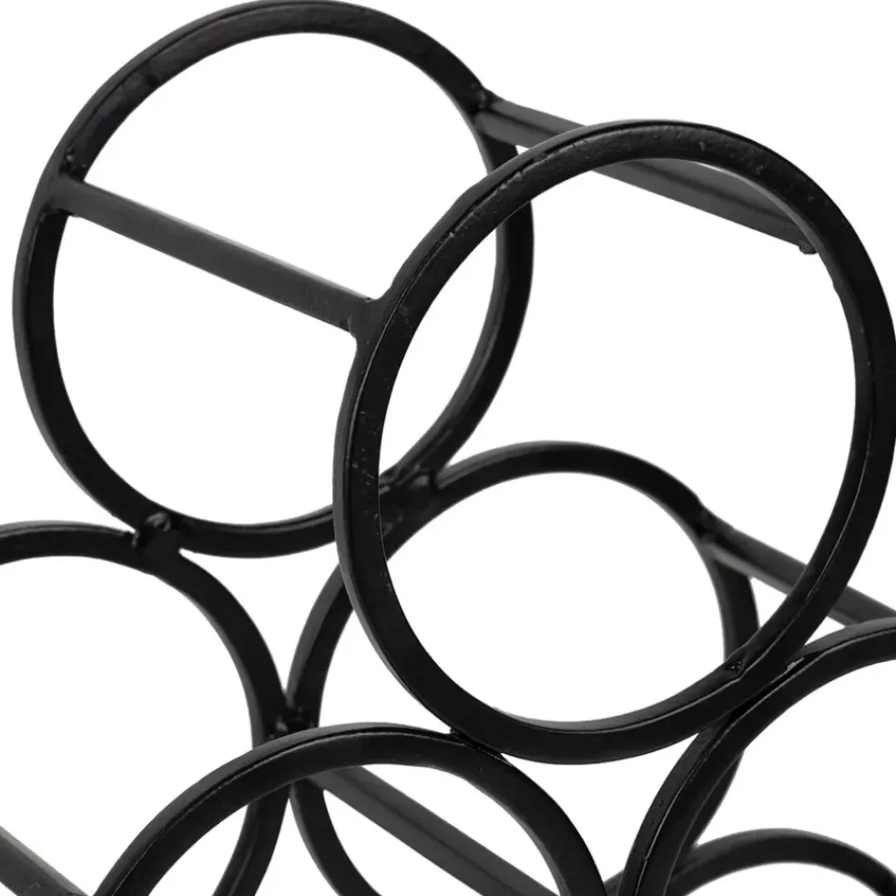 Porte 6 bouteilles en fer noir 31xh28cm - Campagne
