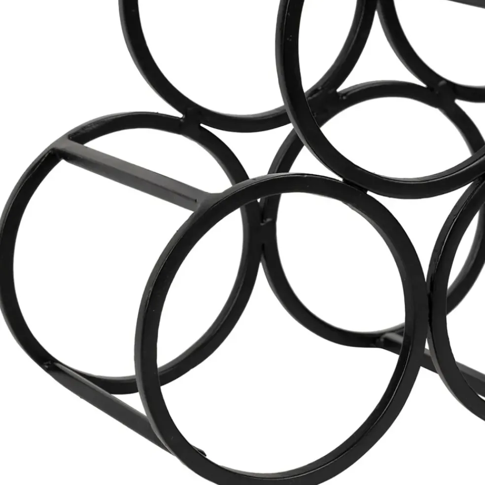 Porte 6 bouteilles en fer noir 31xh28cm - Campagne