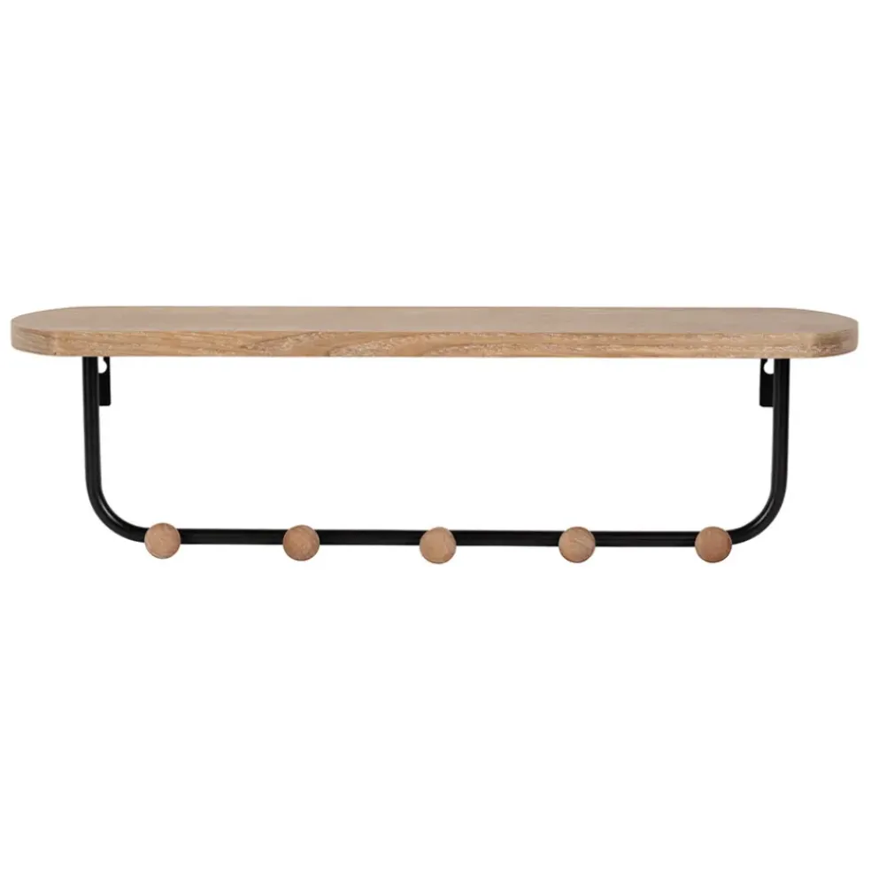 Porte manteau avec étagère en fer noir et bois - Atelier