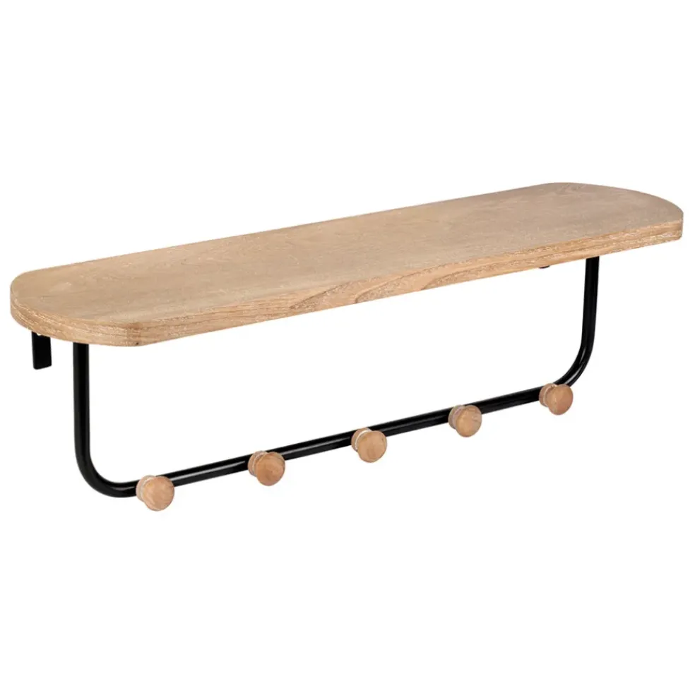 Porte manteau avec étagère en fer noir et bois - Atelier