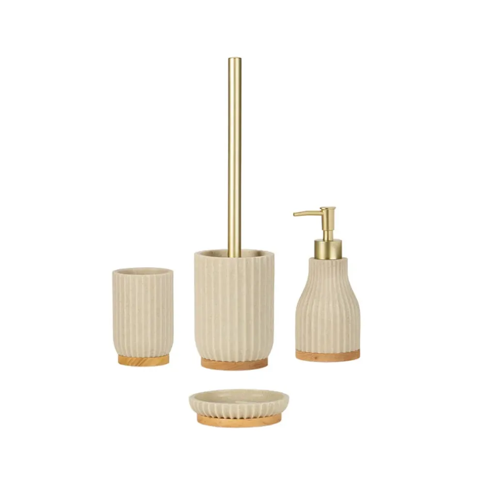 Porte savon bois et beige d12xh3cm
