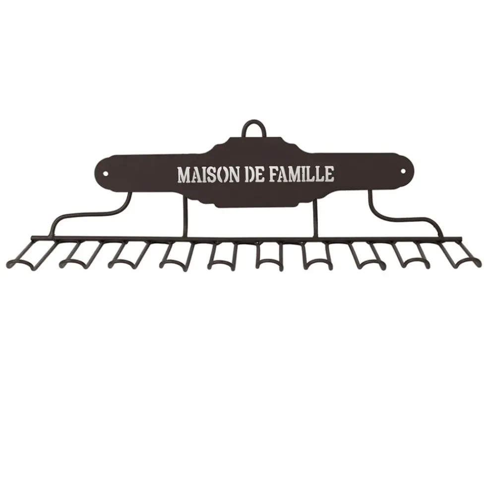 Porte verres mural en fer brun - Maison De Famille