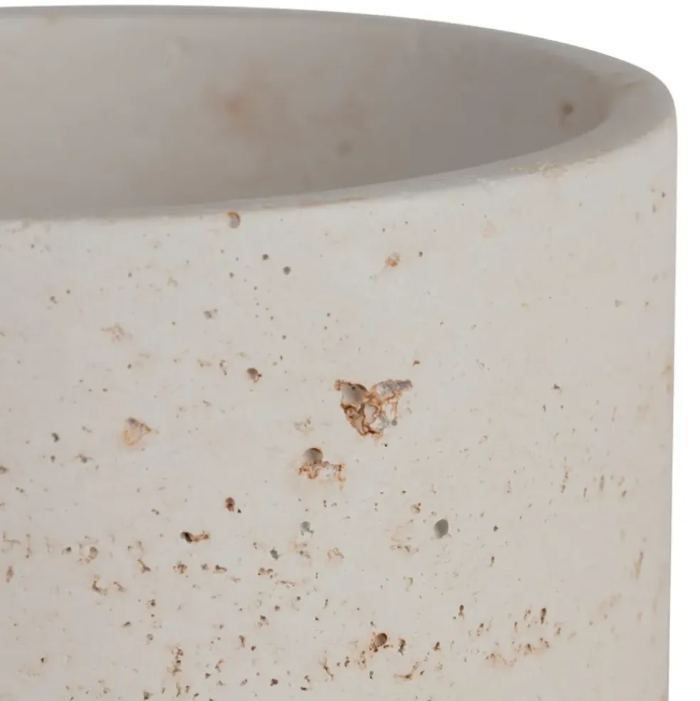 Pot avec couvercle en ciment écru moucheté h16.5cm - Organic
