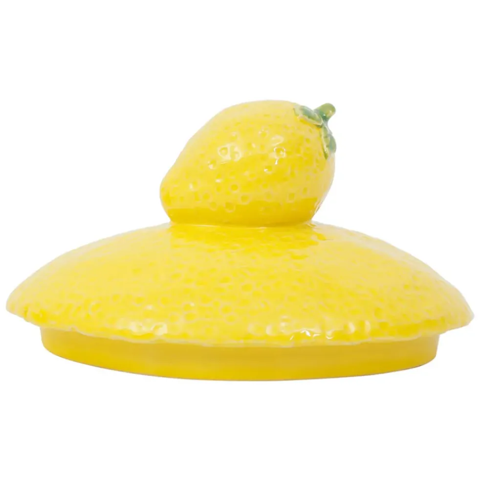 Pot citron avec couvercle en grès jaune - Citron