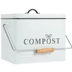 Poubelle à compost en métal blanc 10L