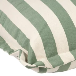 Pouf d'extérieur en tissu rayé sauge et écru 95x95cm - Sola