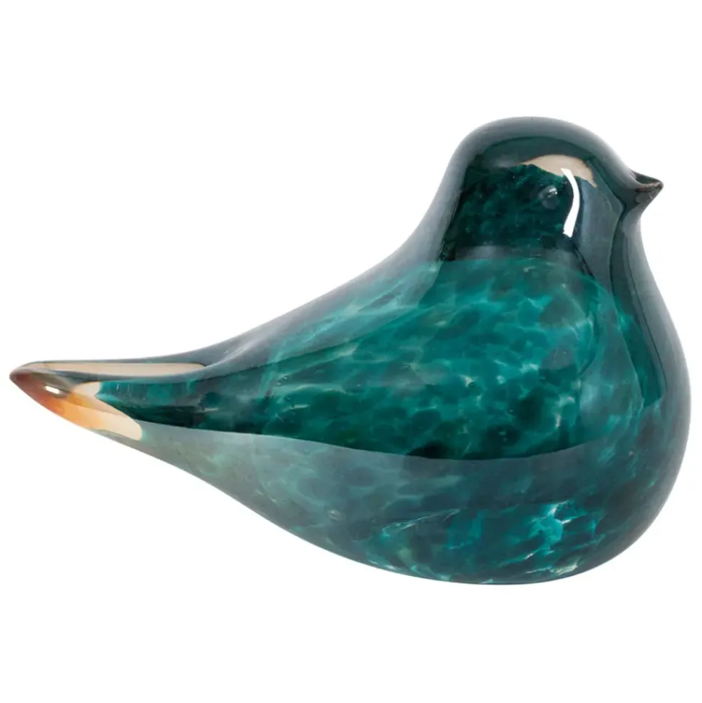 Presse papier moineau en verre indigo - Serin