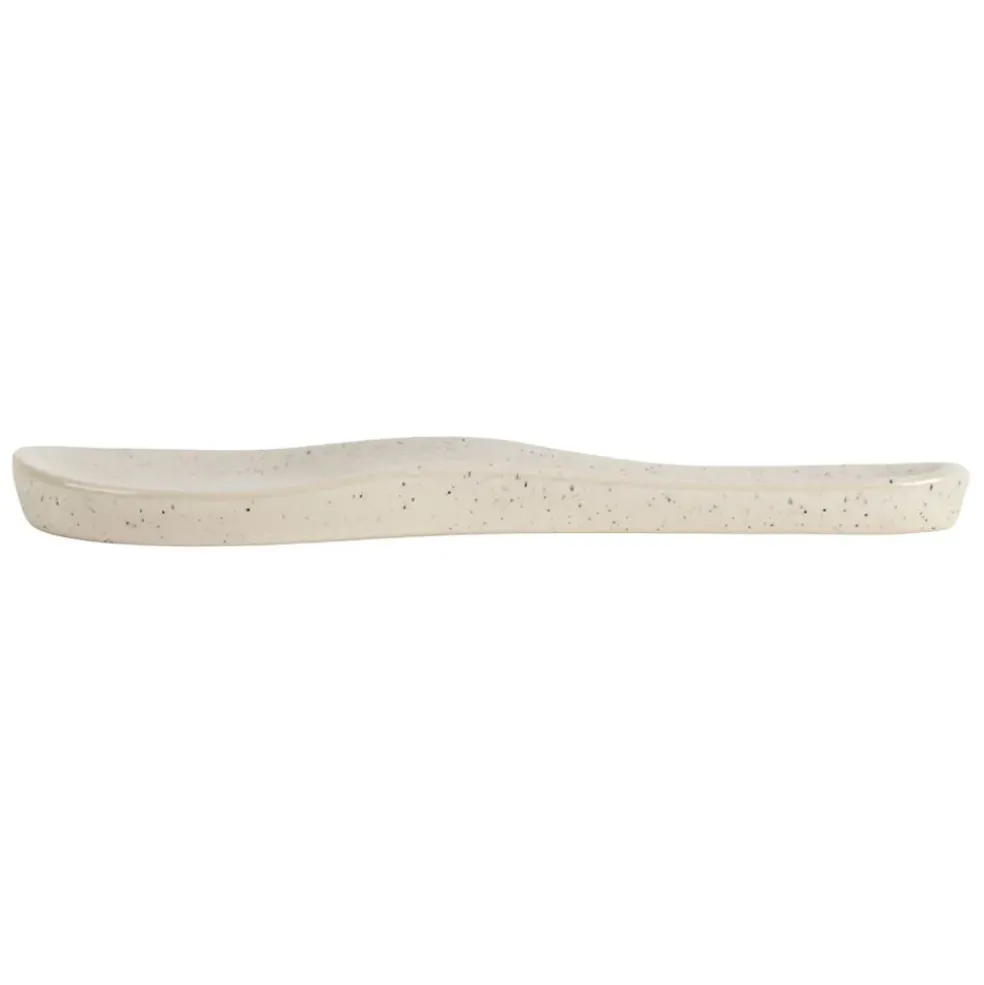 Repose cuillère en grès blanc moucheté - Jeanne