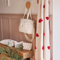 Sac amour en coton écru et rouge - Famille