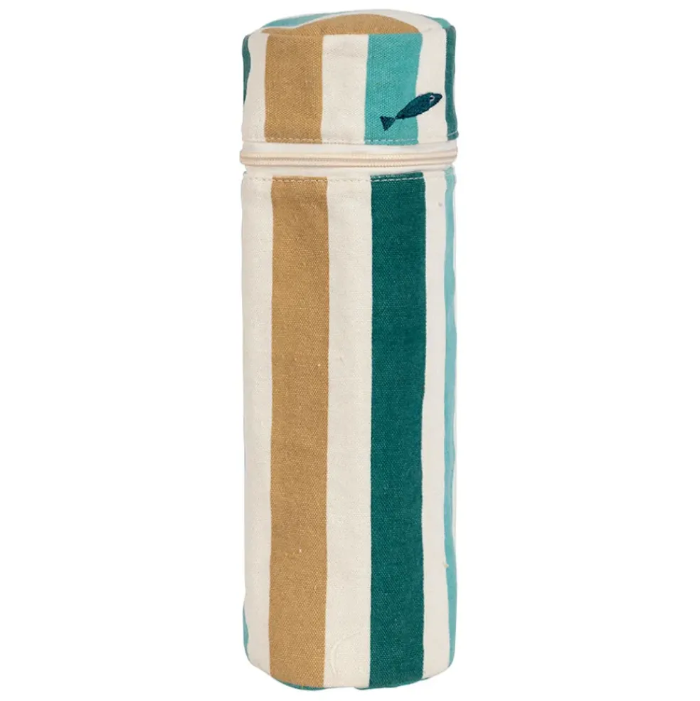 Sac bouteille isotherme en tissu et coton turquoise - Eté A La Mer