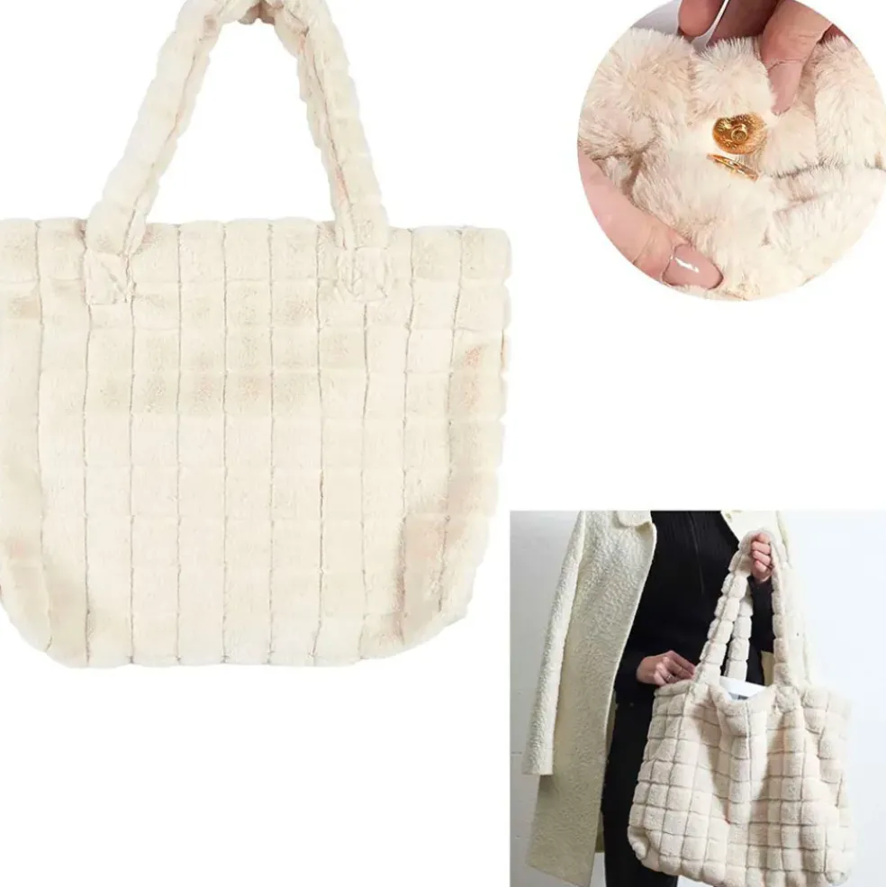 Sac fluffy fausse fourrure crème