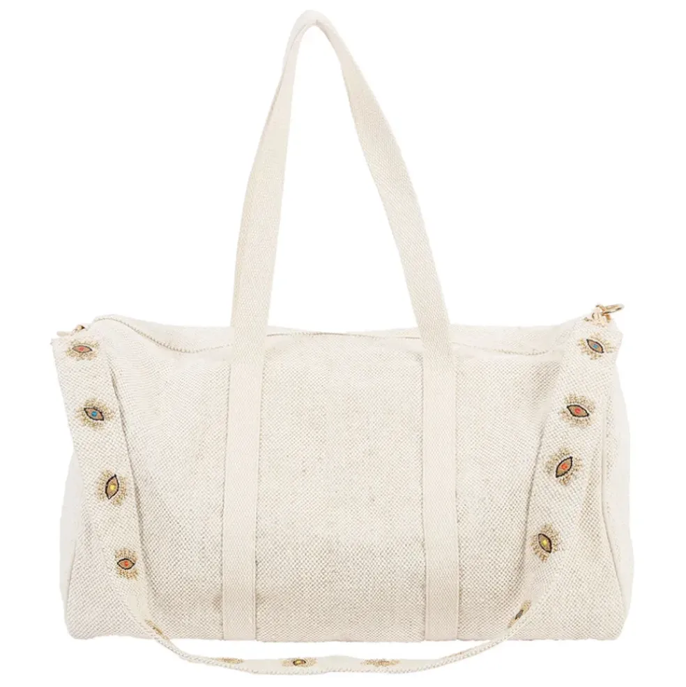 Sac week-end en coton et jute écru et doré - Greeka