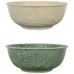 Saladier en fer (x2) ivoire et sauge d25cm - Floraly