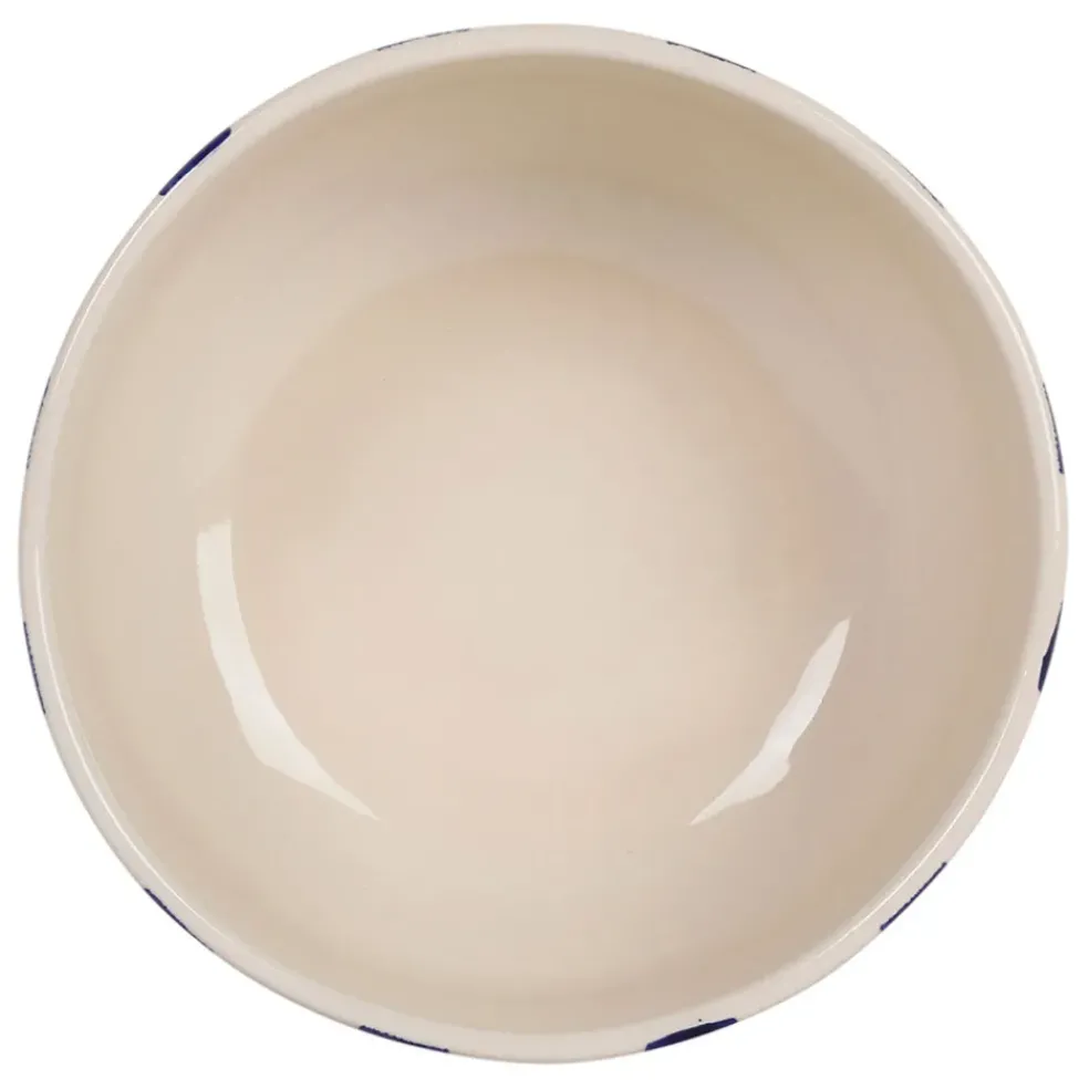 Saladier en terre cuite rayé bleu d21cm - Lisia