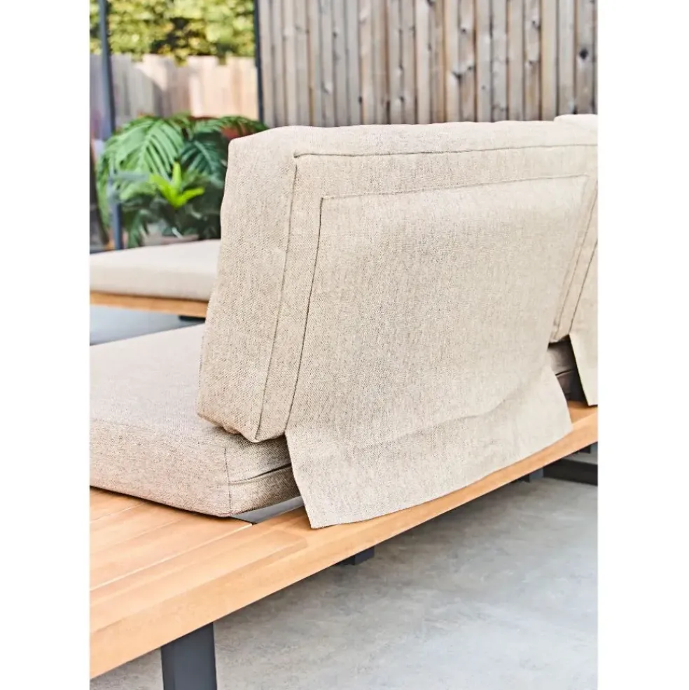 Salon de jardin d'angle en bois 5 places beige - Feros