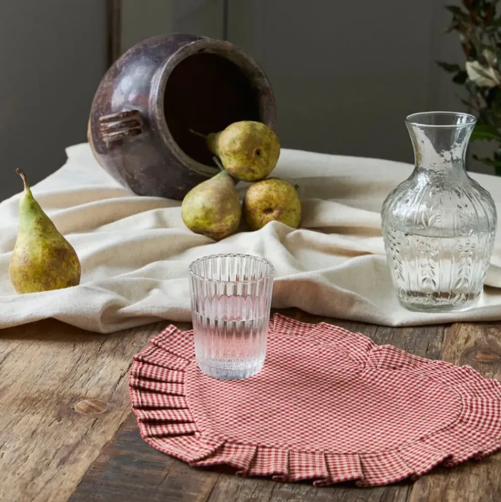 Set de table cœur en coton rouge 35x30cm - Campagne