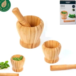 Set pilon et mortier en bambou
