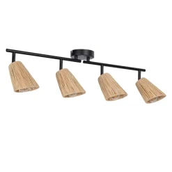 Spot 4 lumières en raphia naturel L60cm - Playa