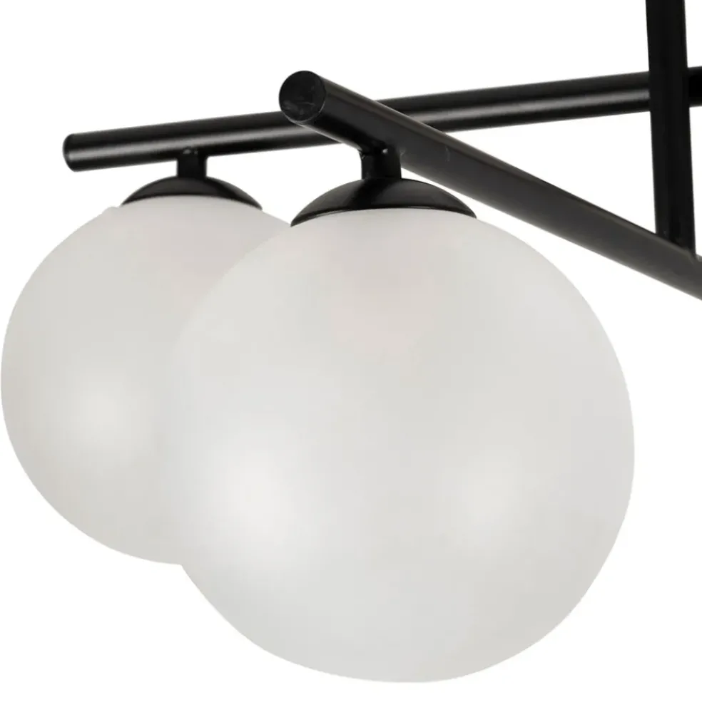Suspension 4 lumières en fer et verre noir mat h36cm - Ardecor
