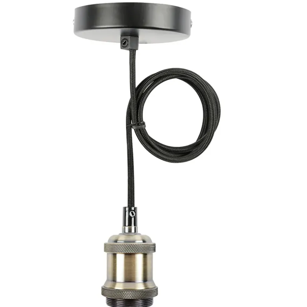 Suspension antique dore - e27 - cable 70 cm
