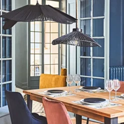 Suspension en fer et coton d77cm noir - plaka